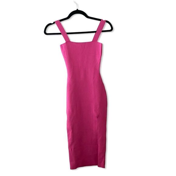 Superdown Zoe Square neck dress fuschia pink knit midi bodycon Revolve New - Picture 4 of 9
